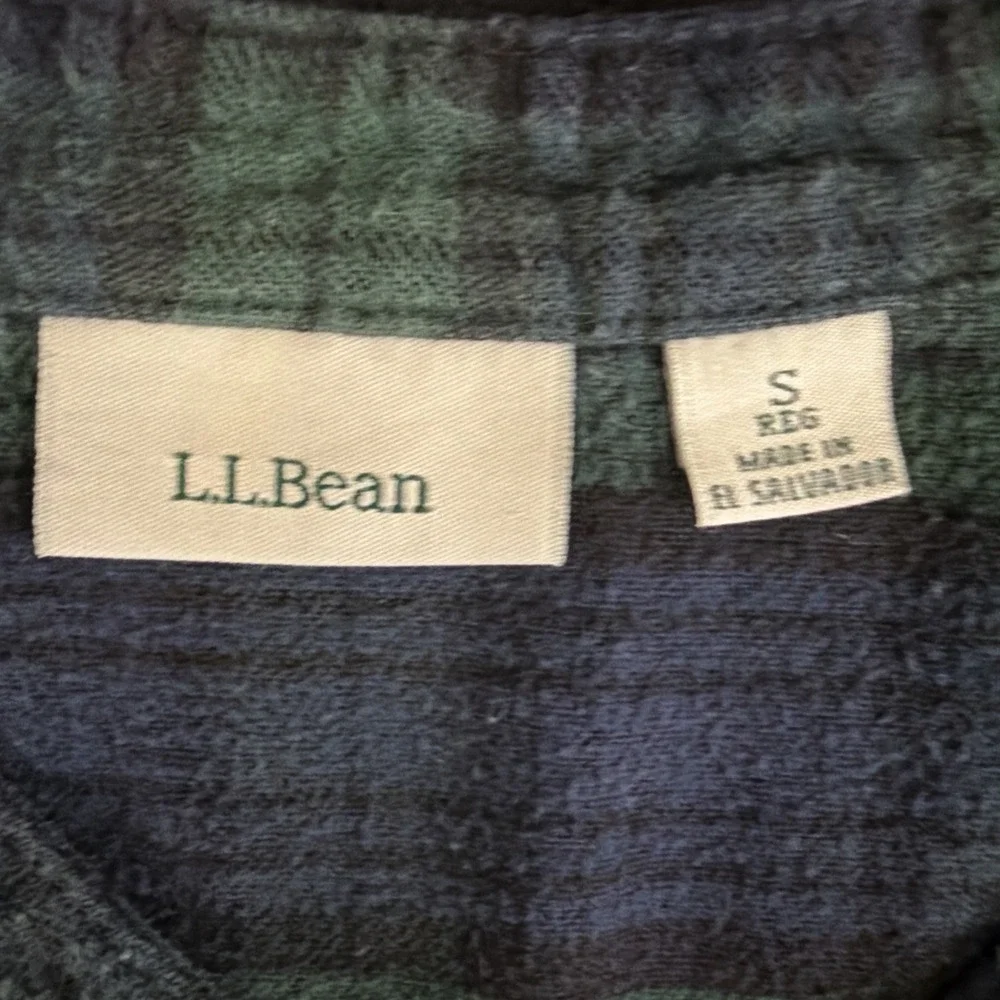 LL Bean Sleep Shirt Mens Medium Tartan Plaid Flannel Night Pajama